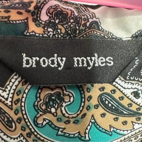 Brody Myles Blouse Collared Buttons Green/Blue/White Patterned Size Small - Picture 8 of 16